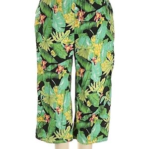 Nicole Miller Green and Yellow Tropical Capris